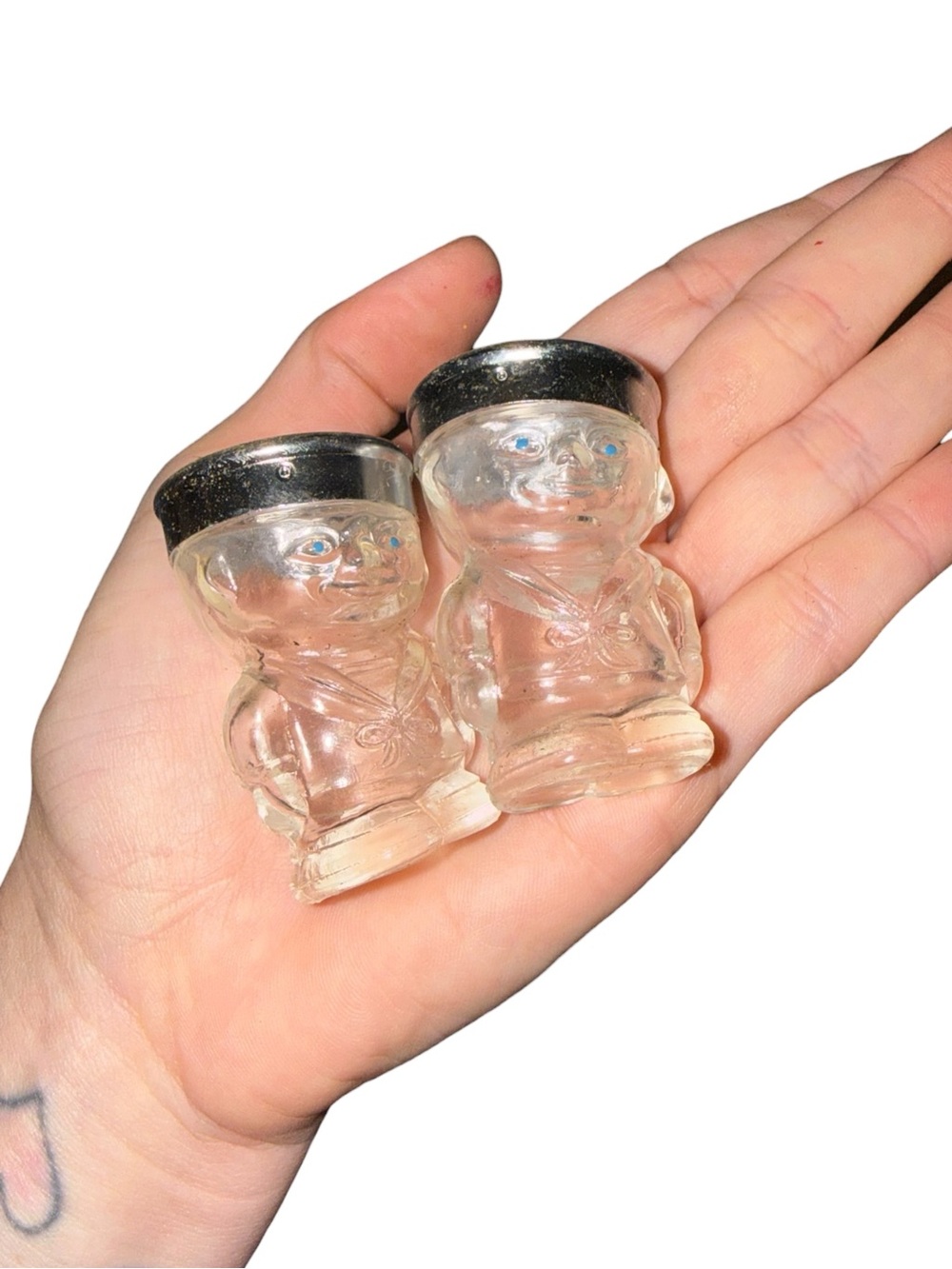 Vintage Clear Glass Sailor Figurine Salt and Pepper Shakers